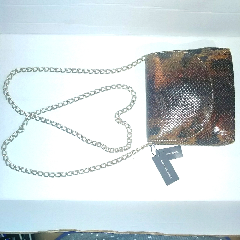 Banana Republic snake skin chain shoulder purse